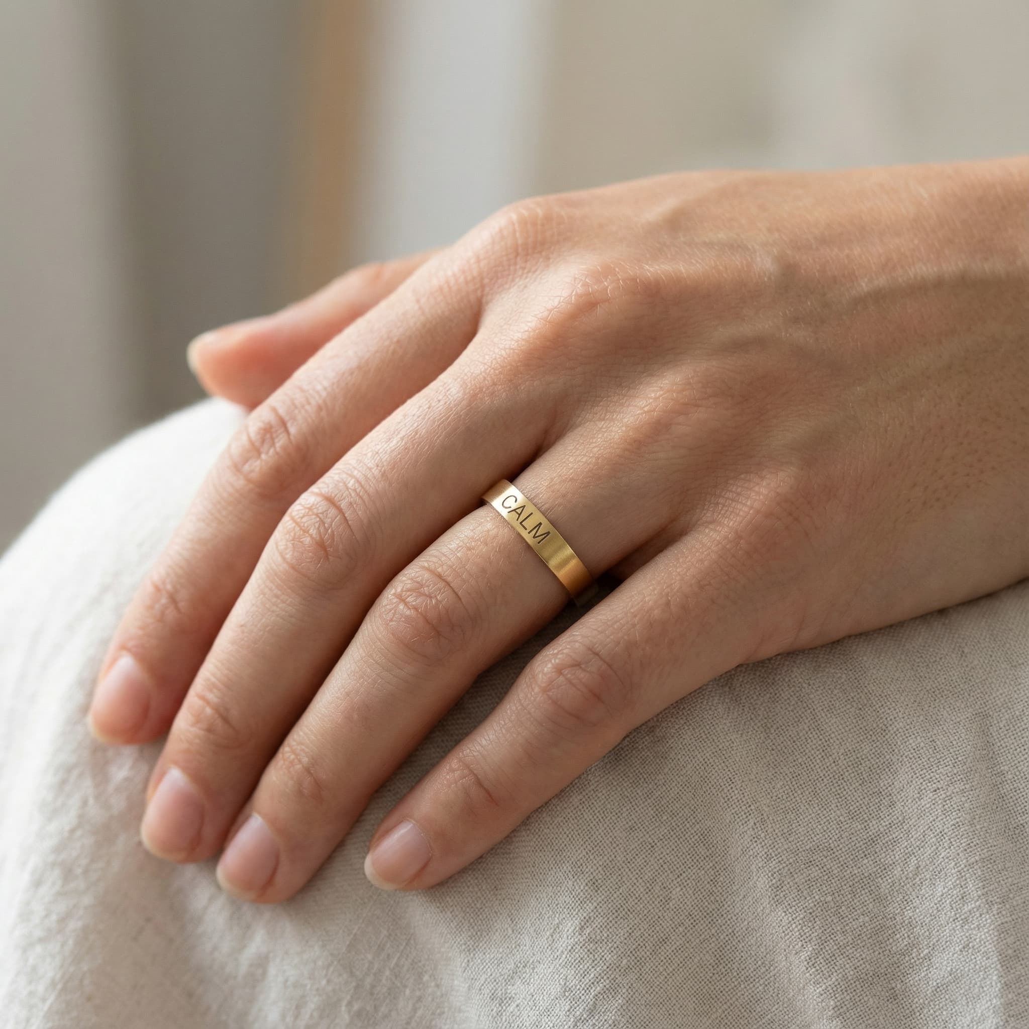 Calm Yazılı 925 Ayar Gümüş Yüzük